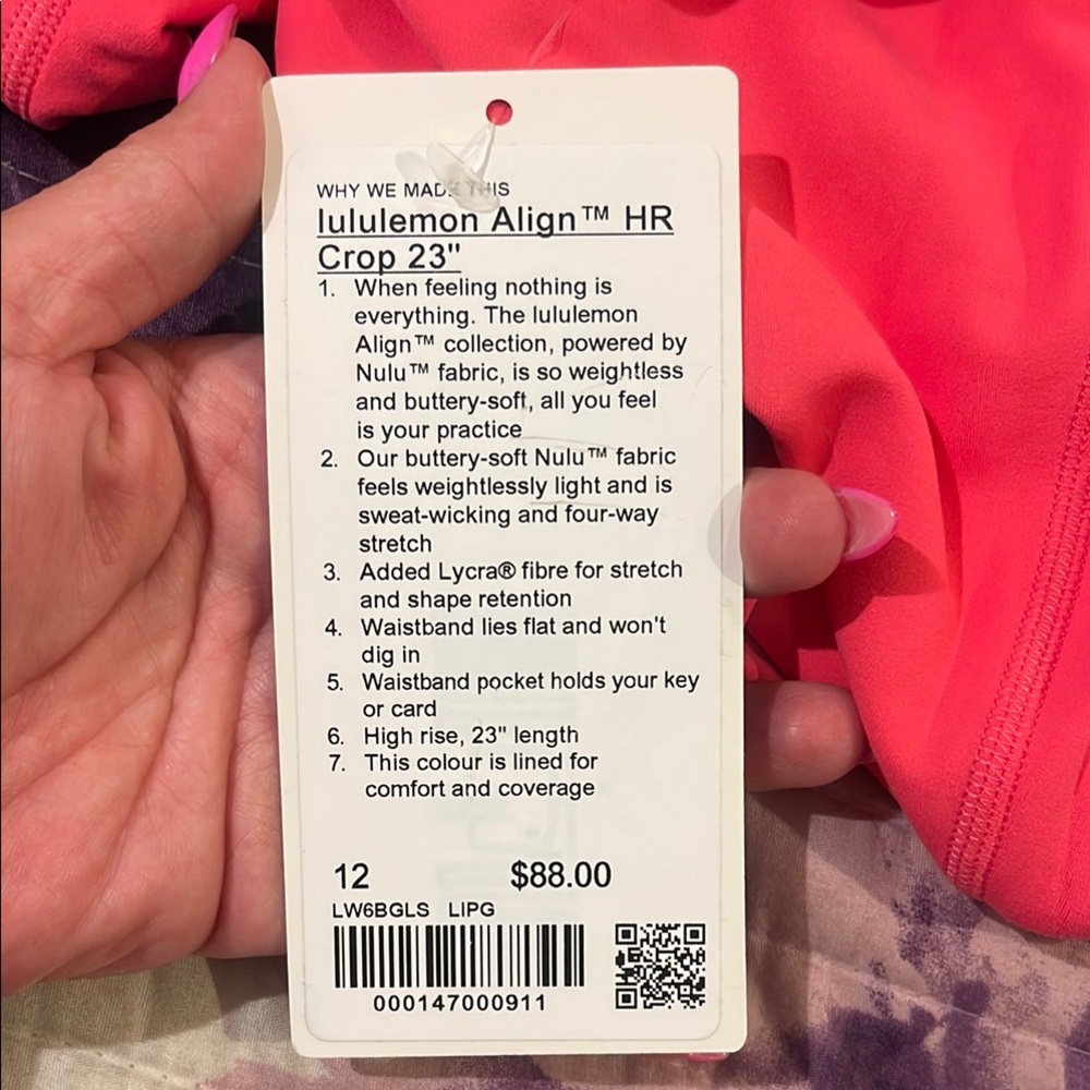 Lululemon Align HR Crop 23" Pink/coral Leggings